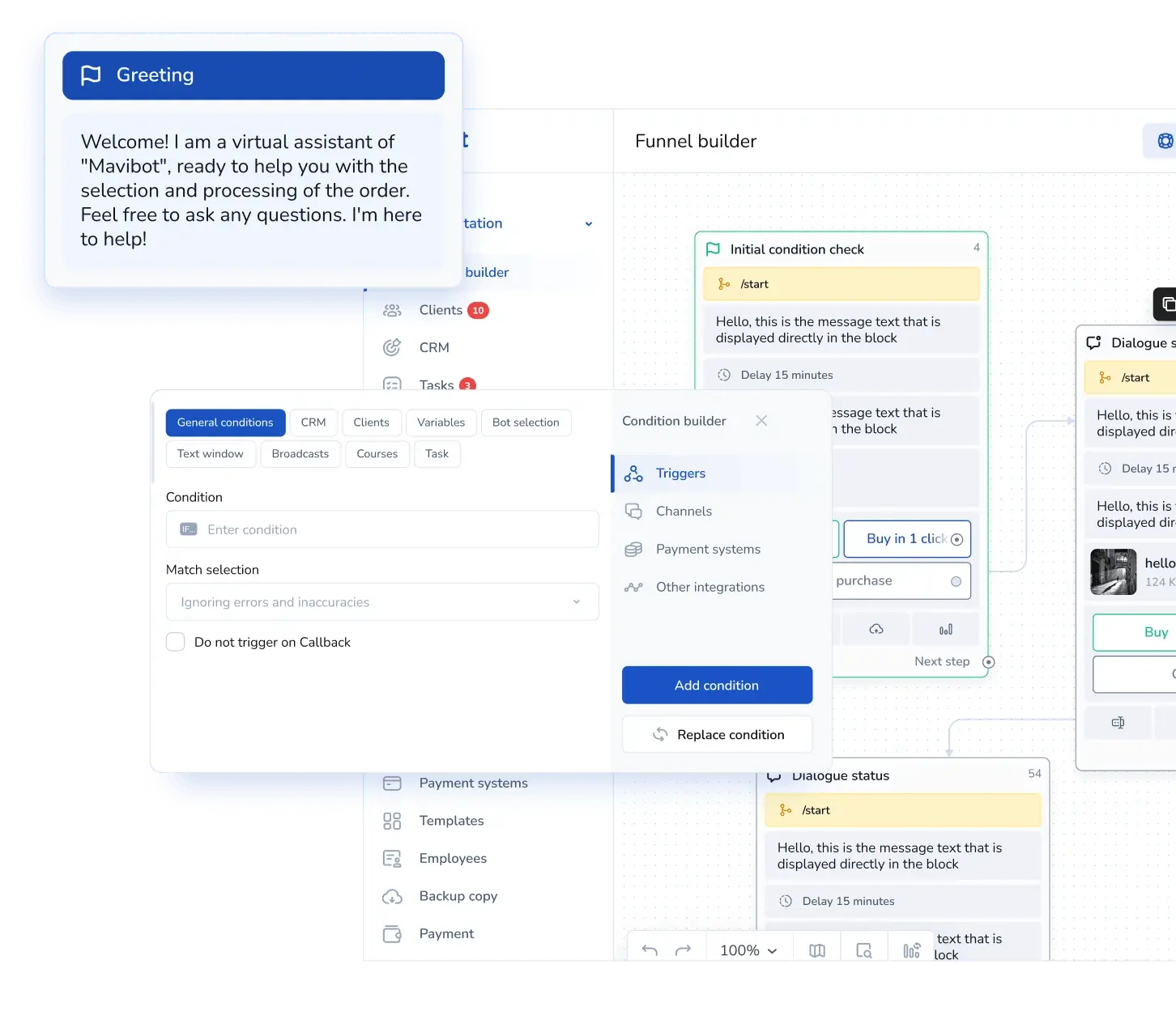 Chat bot builder interface