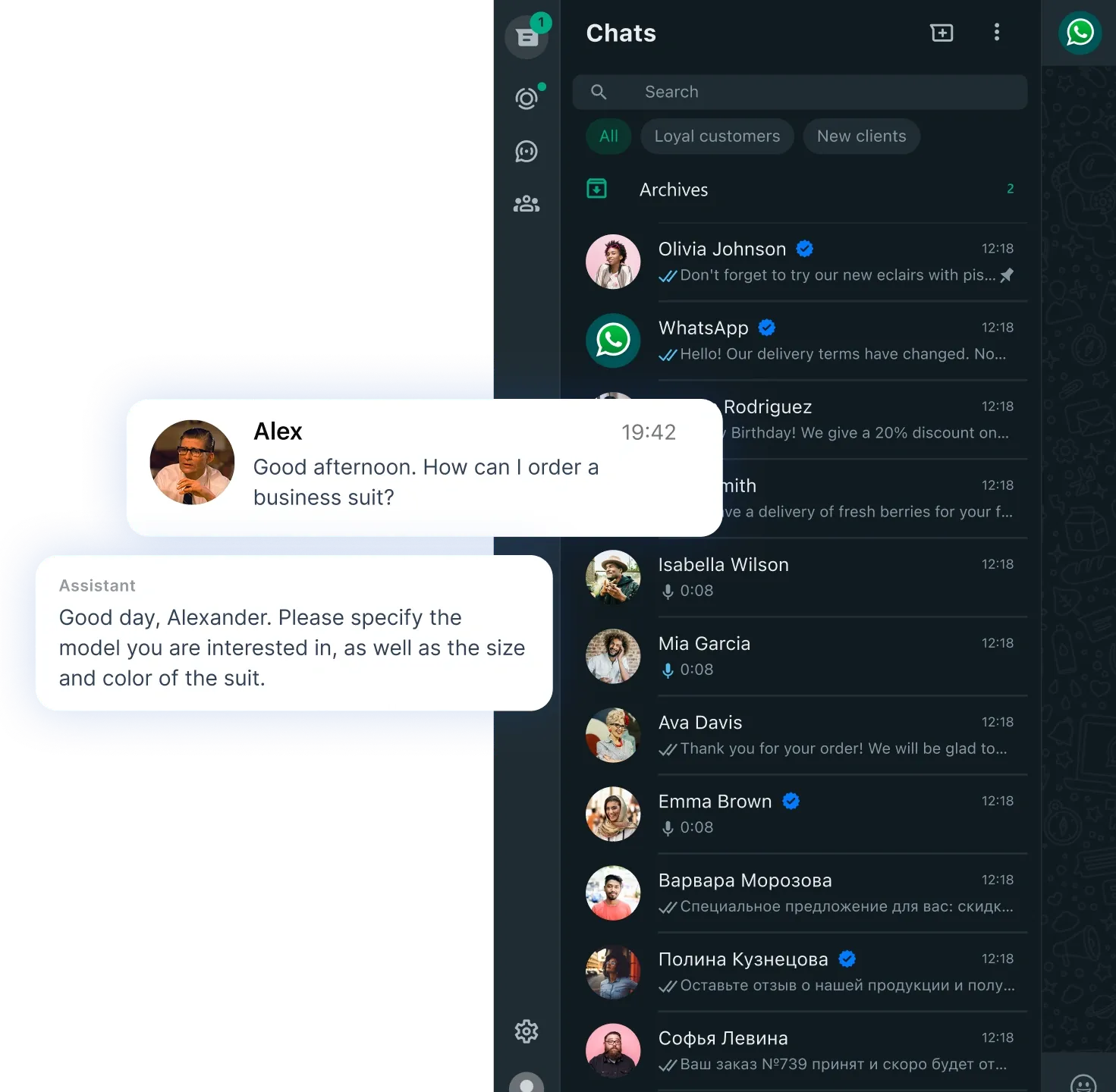WhatsApp bot interface