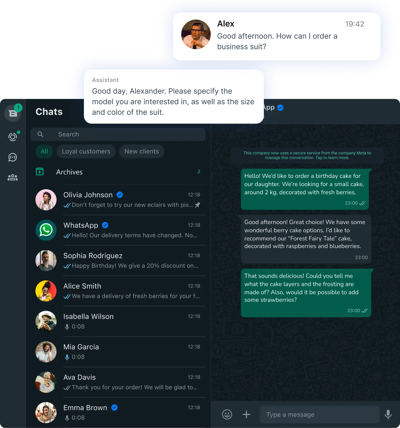 WhatsApp bot interface
